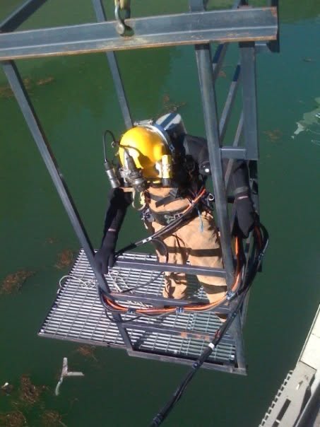 Diver staged in launch basket